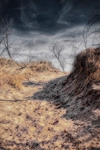 Dune Trail Under Darkening Skies